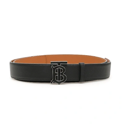 Shop Burberry Monogram Buckle Reversible Belt In Black