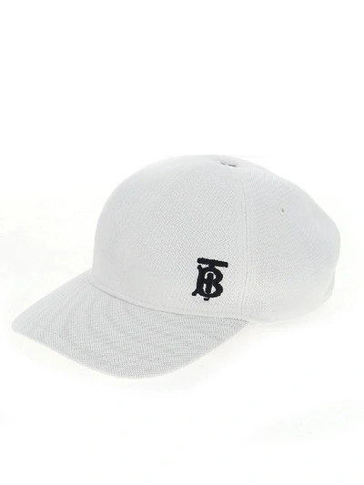 Shop Burberry Monogram Embroidered Baseball Cap In White