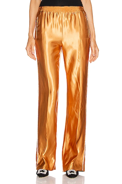 Shop Area Liquid Satin Crystal Stripe Track Pant In Toffee