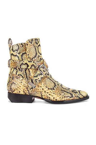 Shop Chloé Python Print Rylee Boots In Wheat Yellow