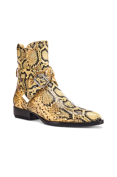 Shop Chloé Python Print Rylee Boots In Wheat Yellow