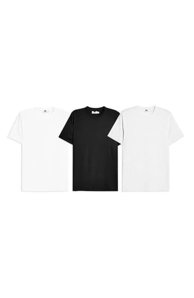 Shop Topman 3-pack Classic Fit Crewneck T-shirts In Black/ White/ Grey