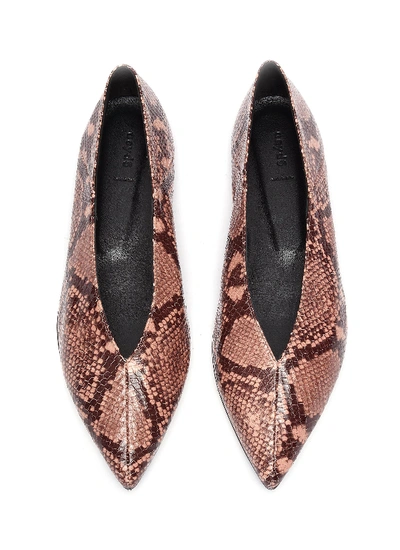 Shop Aeyde 'moa' Choked-up Snake Embossed Leather Flats