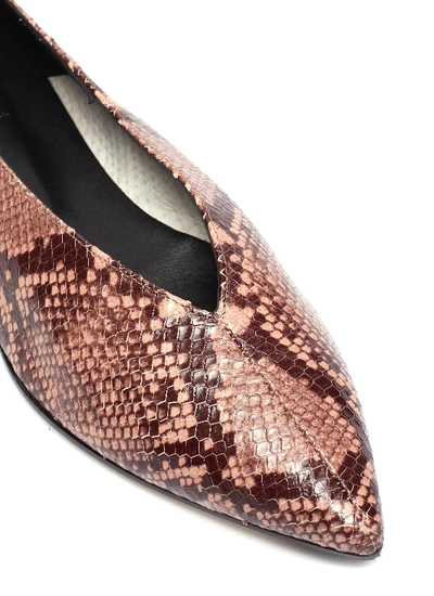 Shop Aeyde 'moa' Choked-up Snake Embossed Leather Flats