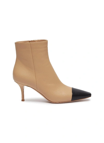 Shop Gianvito Rossi 'lucy' Contrast Toecap Leather Ankle Boots