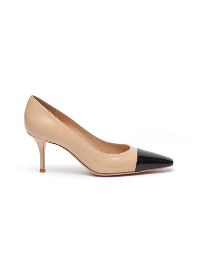 Shop Gianvito Rossi 'lucy' Contrast Toecap Patent Leather Pumps