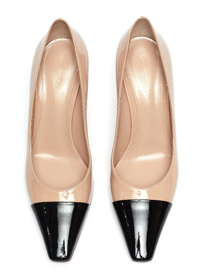 Shop Gianvito Rossi 'lucy' Contrast Toecap Patent Leather Pumps