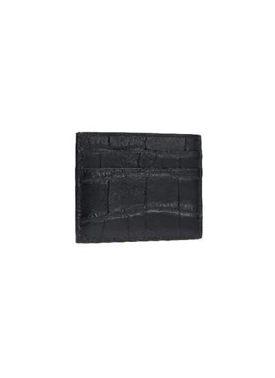 Shop Balenciaga Logo Print Croc Embossed Leather Card Holder In Black,animal Print
