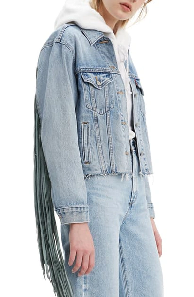 Levi's ex boyfriend fringe cheap trucker jacket