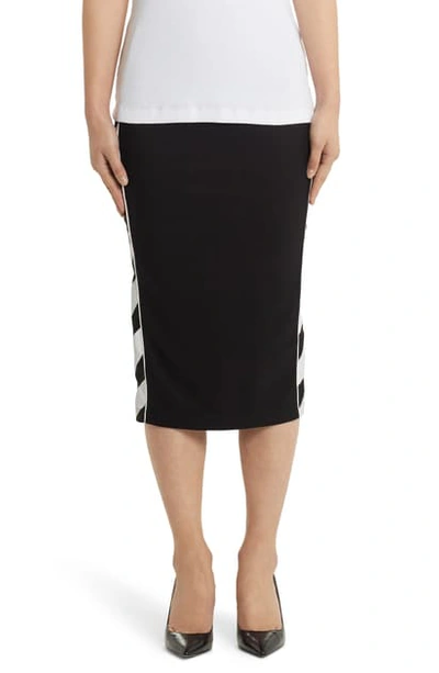 Shop Off-white Diagonal Stripe Athletic Midi Skirt In Black White