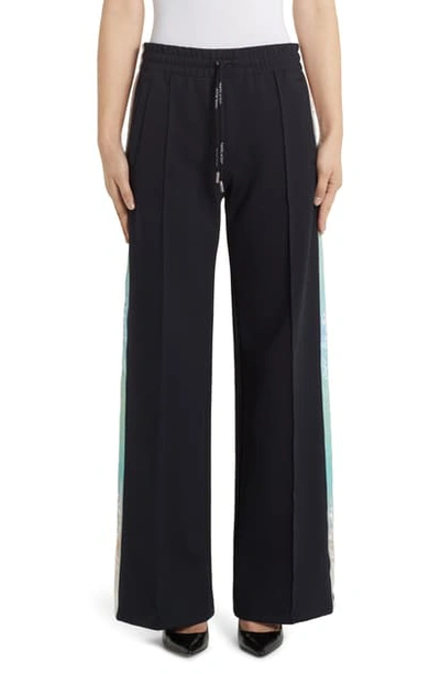 Shop Off-white Wide Leg Jersey Track Pants In Black