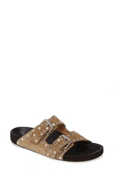 Shop Isabel Marant Lennyo Double Strap Slide Sandal In Taupe Suede