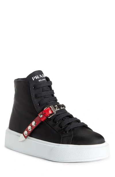 Shop Prada Belt Sneaker In Black