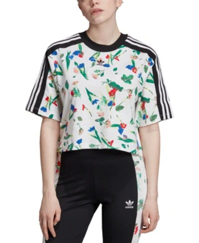 Shop Adidas Originals Bellista Cropped Floral T-shirt In Multicolor