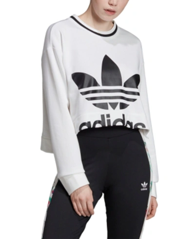 Shop Adidas Originals Bellista Cropped Sweatshirt In White