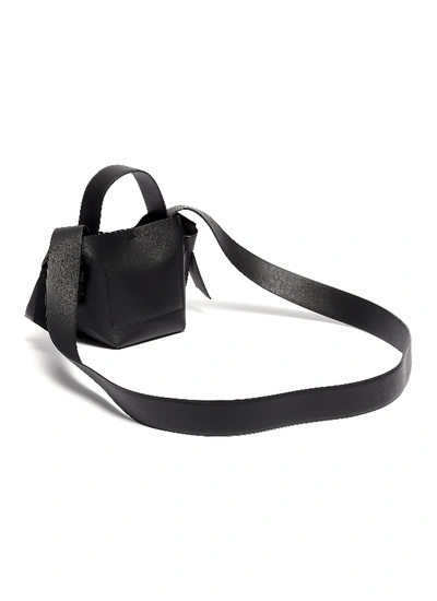Shop Acne Studios 'musubi' Knot Side Micro Leather Shoulder Bag In Black