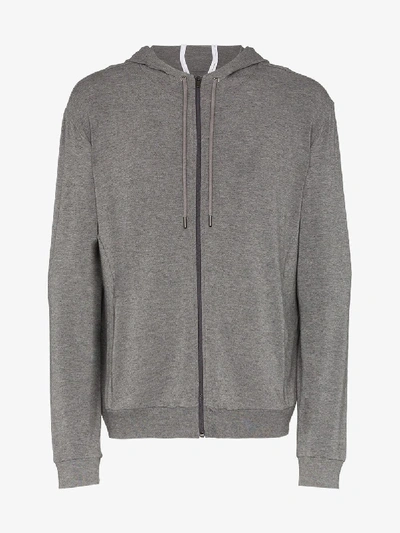 Shop Lot78 Zip-front Hooded Sweatshirt In Grey