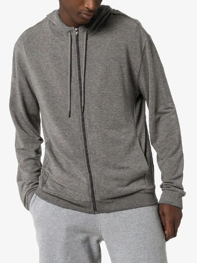 Shop Lot78 Zip-front Hooded Sweatshirt In Grey