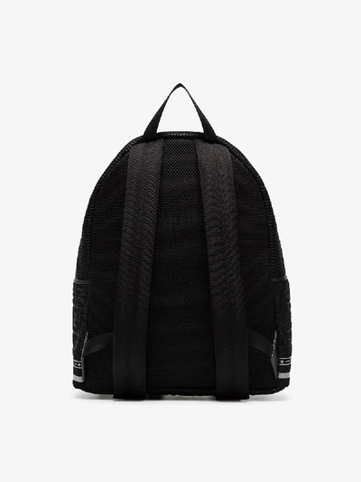 Shop Fendi Black Logo Print Mesh Backpack