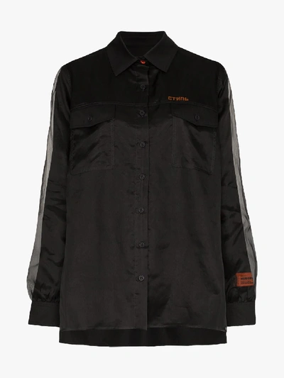 Shop Heron Preston Double Layer Silk Shirt In Black