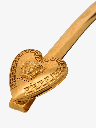 Shop Versace Gold Tone Heart Logo Hair Pin