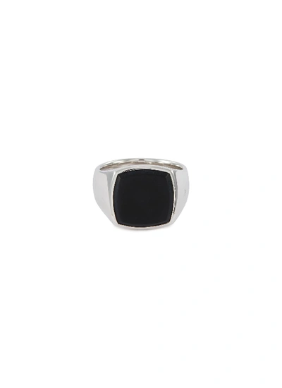 Shop Tom Wood 'cushion Onyx' Silver Signet Ring - Size 58 In Metallic