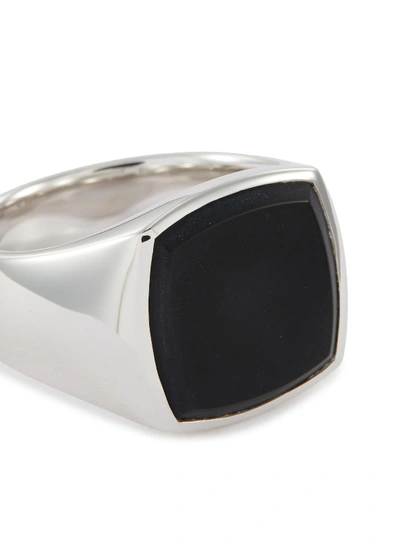 Shop Tom Wood 'cushion Onyx' Silver Signet Ring - Size 58 In Metallic