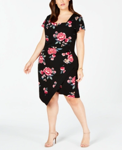 Shop Almost Famous Trendy Plus Size Cutout Bodycon Dress In Black Floral