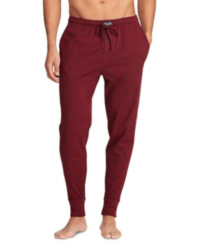 Shop Polo Ralph Lauren Men's Knit Pony Player Pajama Joggers In Classic Wine