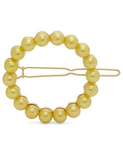 Shop Shrimps Albia Faux Pearl Beaded Barrette Hair Clip In Yellow