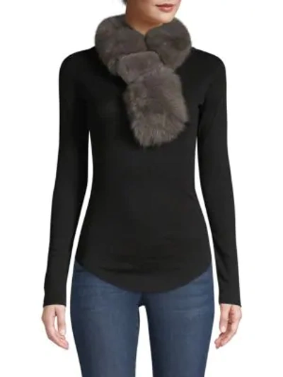 Shop Adrienne Landau Fox & Rabbit Fur Scarf In Grey