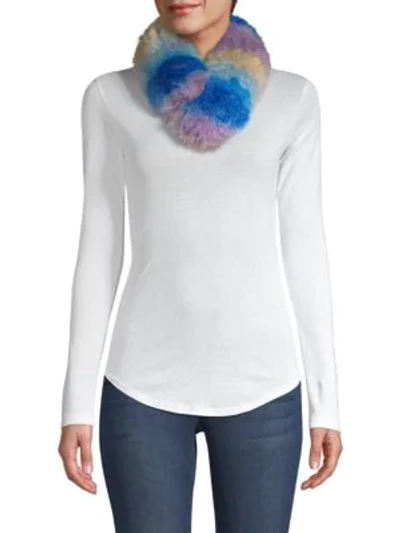 Shop Adrienne Landau Women's Rainbow Fox Fur Scarf In Teal