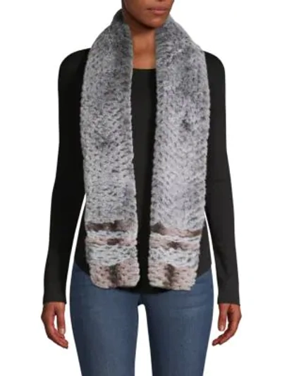 Shop Adrienne Landau Women's Textured Rex Rabbit Fur Scarf In Grey