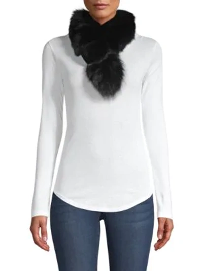 Shop Adrienne Landau Fox Fur & Rabbit Fur Pull Through Scarf In Black