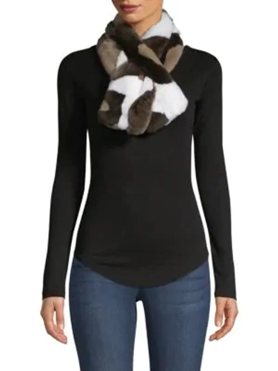 Shop Adrienne Landau Rex Rabbit Fur Pull-through Camo Scarf