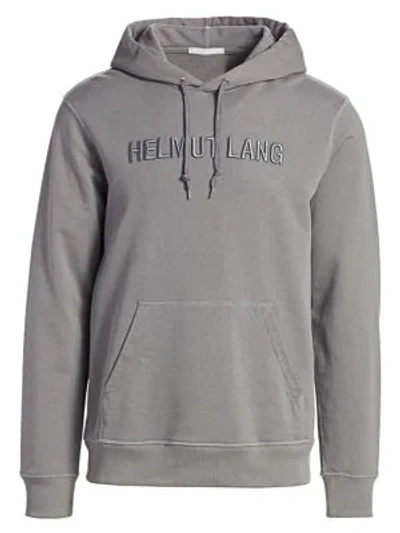 Shop Helmut Lang Logo Embroidery Hoodie In Pebble