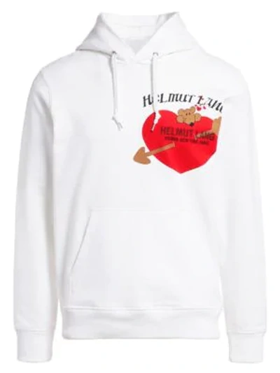 Shop Helmut Lang Heart Graphic Logo Hoodie In Chalk White