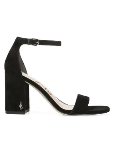 Shop Sam Edelman Daniella Ankle-strap Suede Sandals In Black