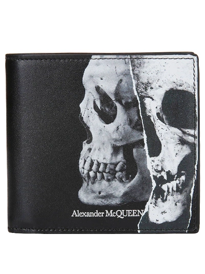 Shop Alexander Mcqueen Skull And Rose Billfold Wallet In Black