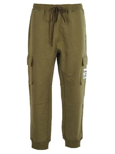 Shop Burberry Logo Print Track Pants In Dark Moss Green