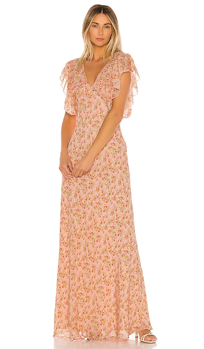 Shop Divine Héritage Divine Heritage Sweet Virginia Ditsy Maxi Dress In Pink.