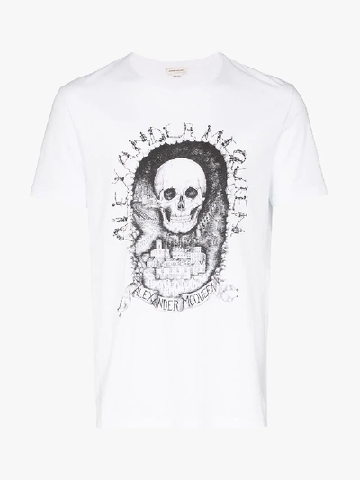 Shop Alexander Mcqueen Skull Print Logo T-shirt In White