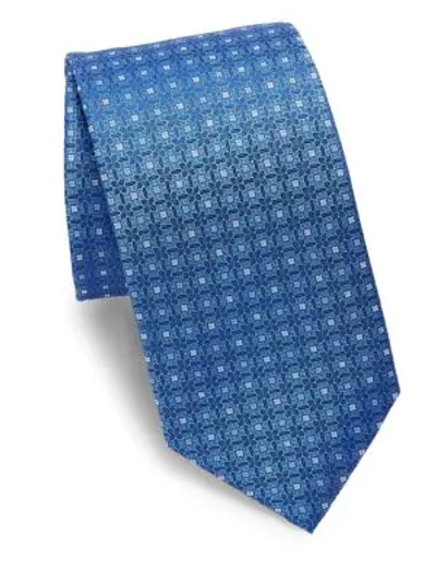 Shop Eton Medallion Silk Tie In Blue