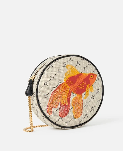 Shop Stella Mccartney Mini Round Monogram Bag In Beige