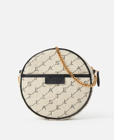 Shop Stella Mccartney Mini Round Monogram Bag In Beige