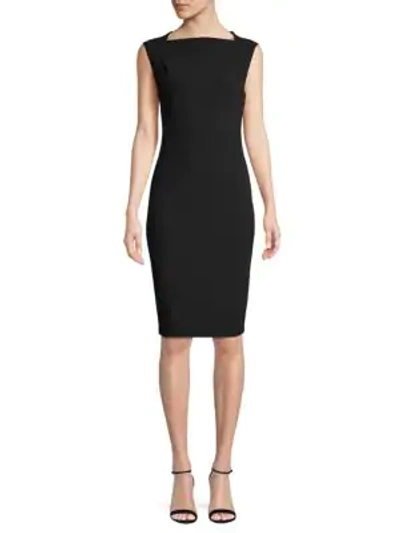 Shop Calvin Klein Collection Straight-neck Scuba Crepe Sheath Dress In Black