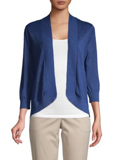 Shop Tommy Bahama Open Front Knitted Linen Cardigan In Eclipse