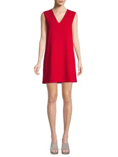 Shop Alice And Olivia Tie-back Mini Shift Dress In Ruby