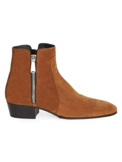 Shop Balmain Mike Suede Boots In Brown