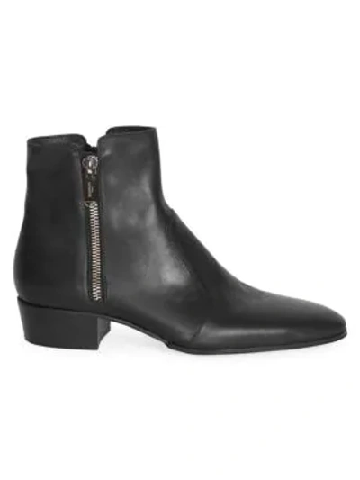 Shop Balmain Mike Leather Boots In Noir